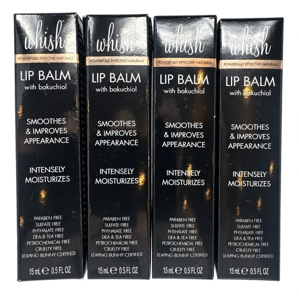 4 Pack Whish Powerfully Effective Naturals Lip Balm w Bakuchiol 15 ml Each